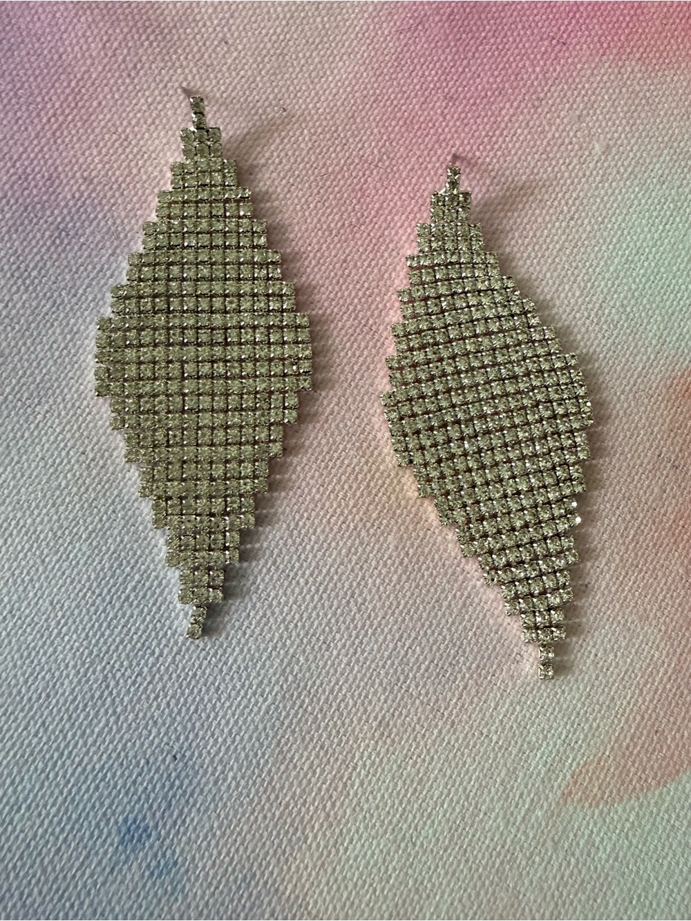 Silver Crystal Rhinestone Drop Earrings